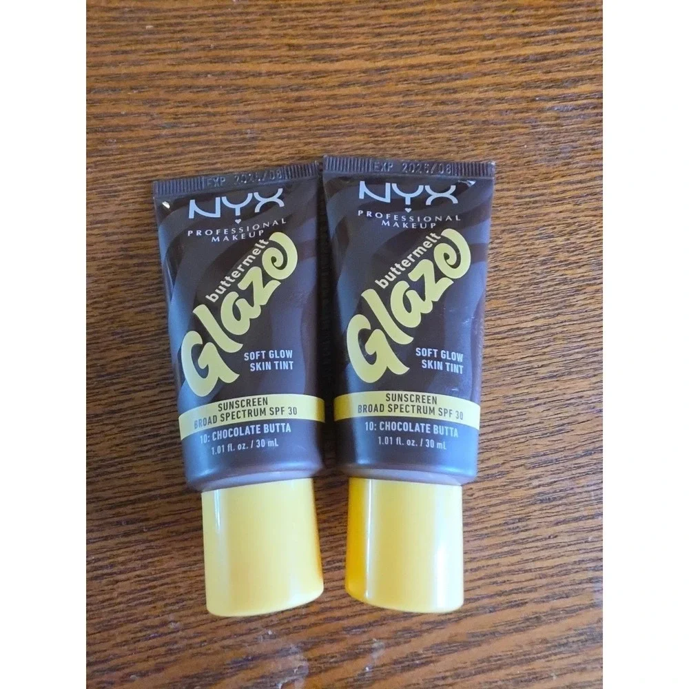 Lot Of 2 NYX Buttermelt Glaze Soft Glow Skin Tint SPF 30 Chocolate Butta‎